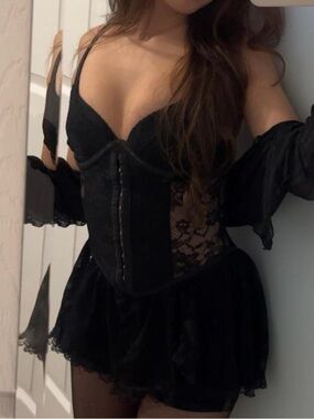 Black Lace Corset Mini Dress